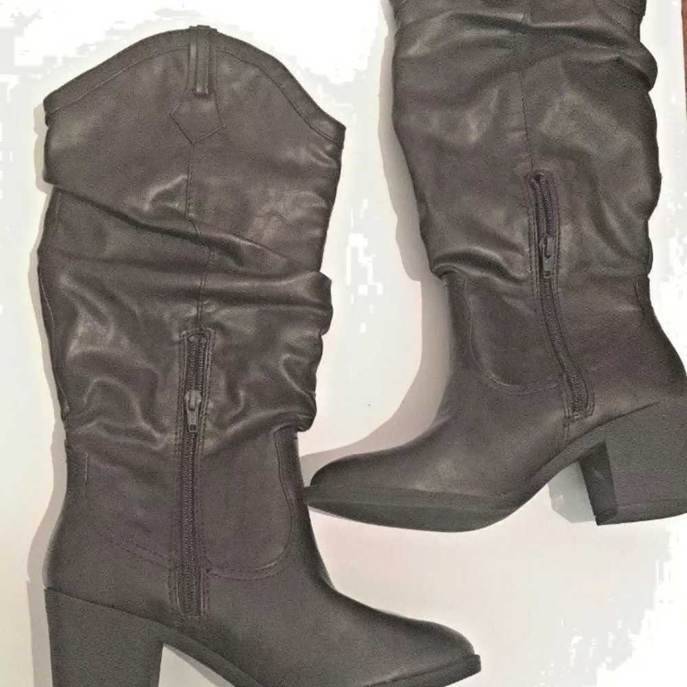 CALL IT SPRING Faux Leather Brown Cowboy Boots - Picture 9 of 14